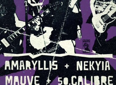 Poster advertising a live show with Amaryllis and Nekyia on stage; Mauve and 50 Calibre also performing at The Half Moon, Putney.