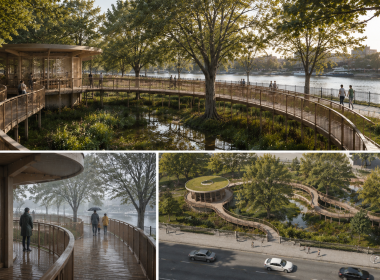 AI illustration of what a fresh design and raised walkway would look like in Leaders' Gardens