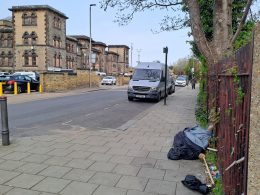 Rob Alford's belongings on the pavement outside HMP Wandsworth. He has been sleeping there since his release on bail about four weeks ago. (Photograph: Mark Lawry / Wandsworth Prison Improvement Campaign)