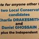 Poster reading: A vote for anyone other than the two local Conservative candidates Charlie Drakesmith and Daniel Ghossain, plus the Independent.