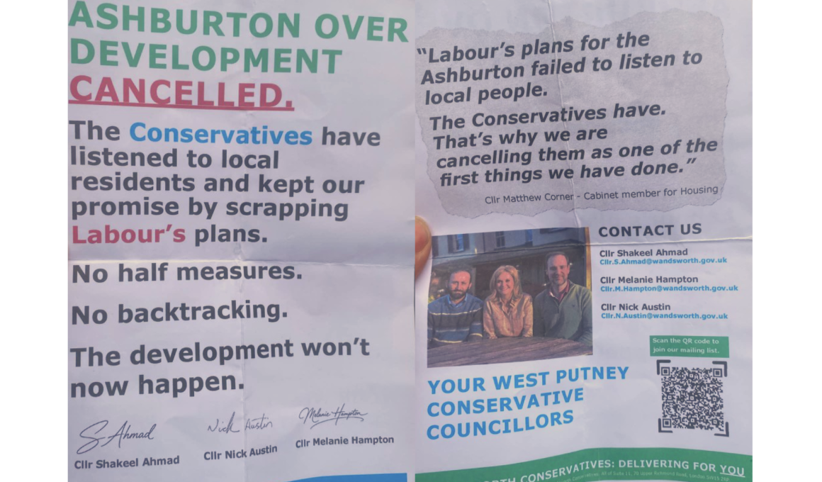 A leaflet from West Putney's Conservative councillors.