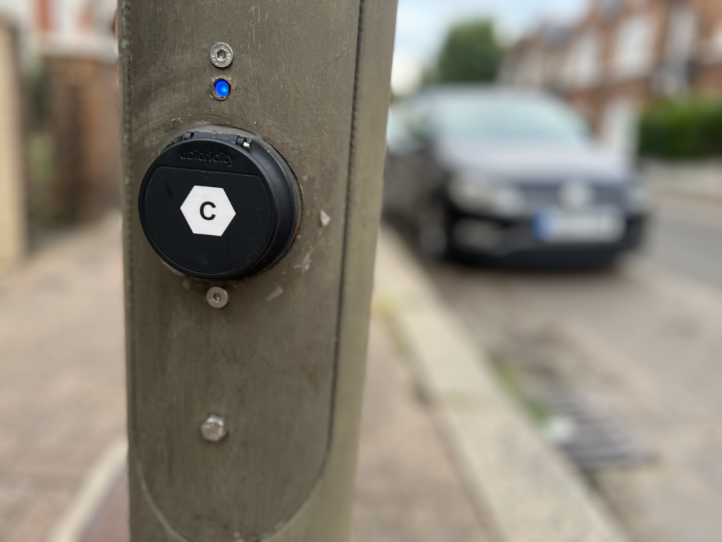 Electric car charger in a lamppost
