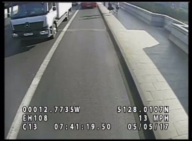 Still showing the moment the Putney Pusher shoved woman into the path of a bus
