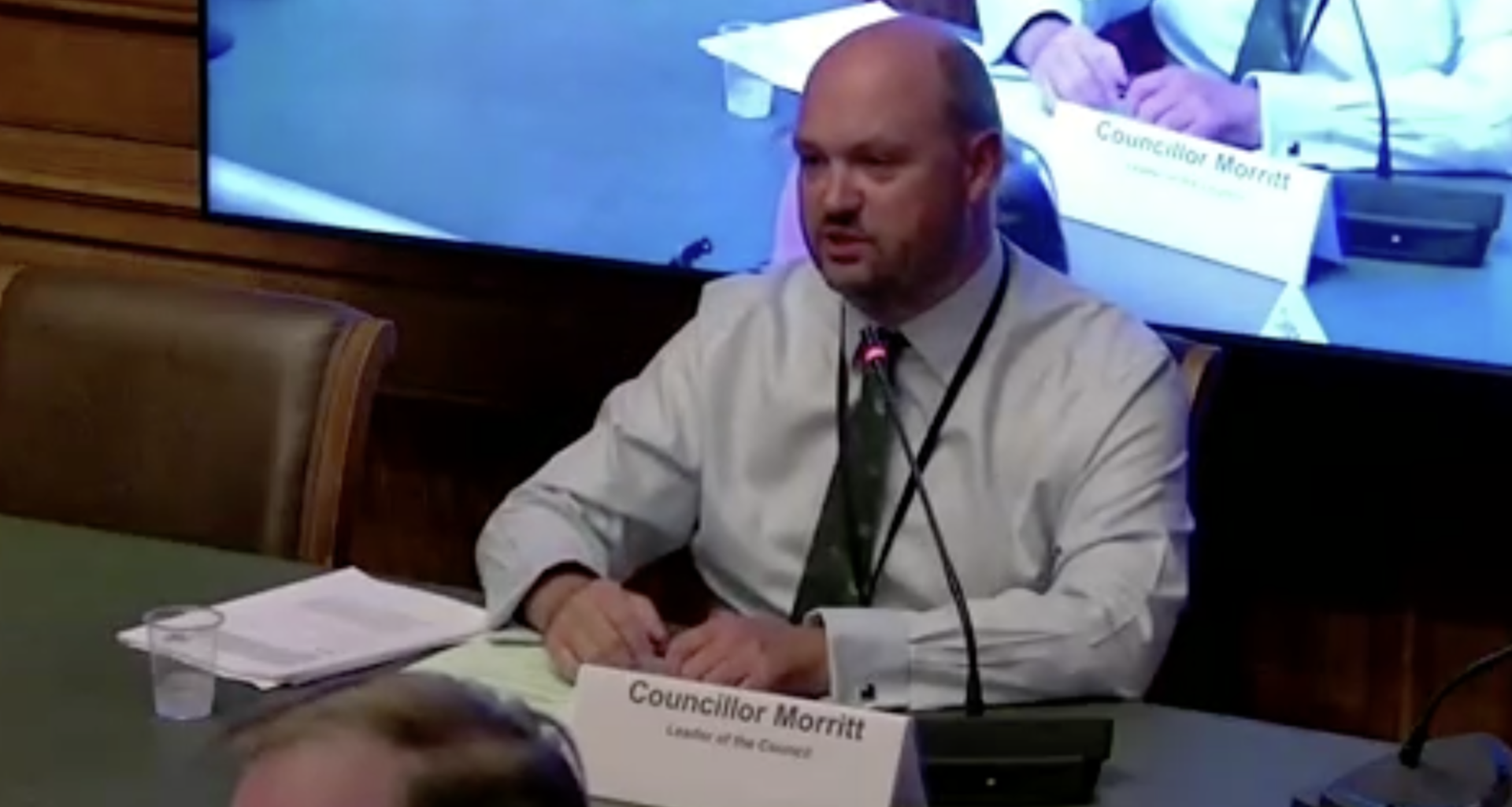 Leader of Wandsworth Council, Robert Morritt, at his first cabinet meeting