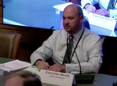 Leader of Wandsworth Council, Robert Morritt, at his first cabinet meeting