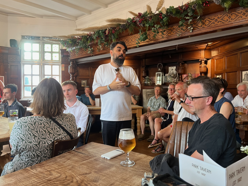 Amir Matinahmadi address the Park Tavern