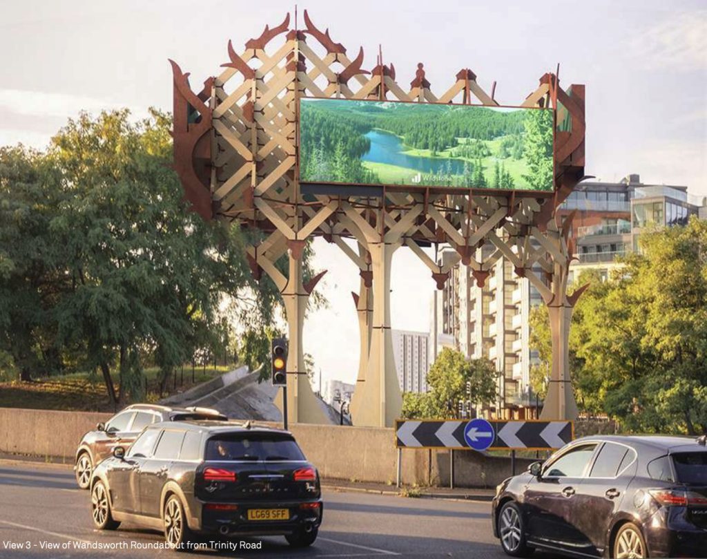 The new design of Wandsworth Roundabout advertising