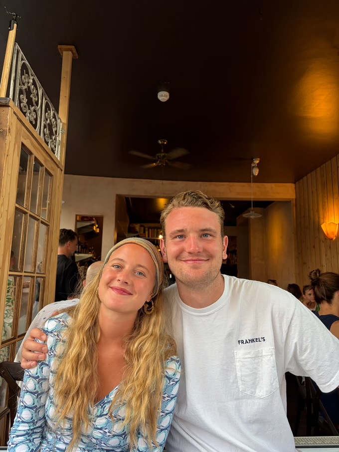Dylan with his sister - the cafe's new manager