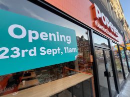 Popeye's opening sign on Putney High Street