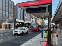 Bus stop opposite TK Maxx on Putney High Street