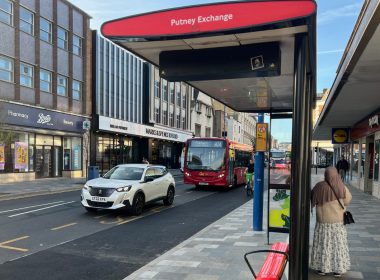 Bus stop opposite TK Maxx on Putney High Street