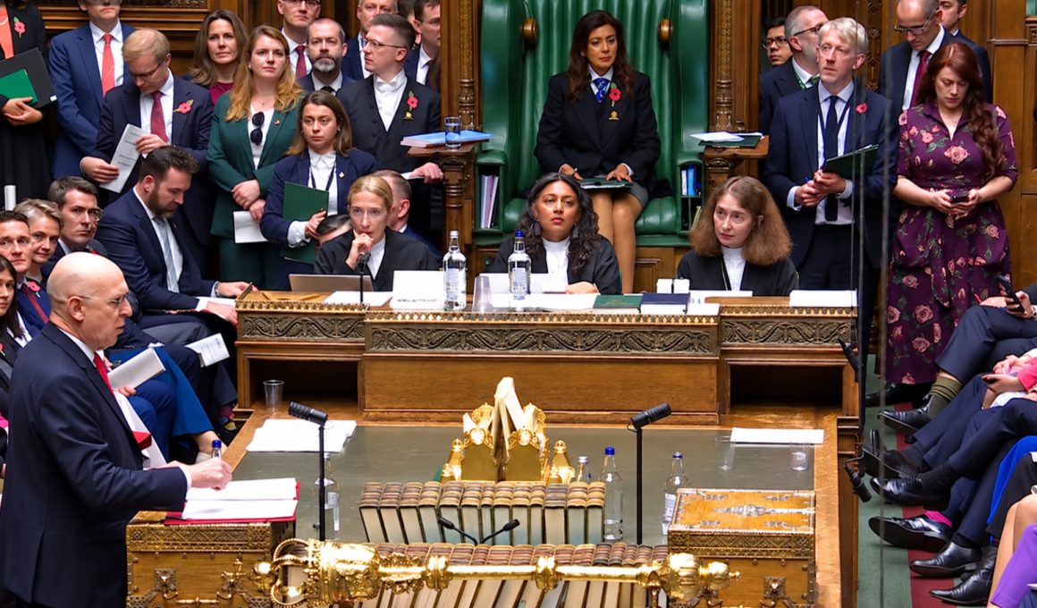 The Chancellor of the Exchequer delivers the Budget at the House of Commons despatch box on Wednesday 28 October 2026, watched by MPs and parliamentary officials.