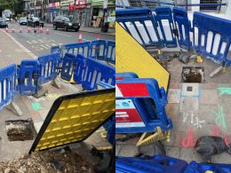 A small hole on Upper Richmond Road shutting down the pavement