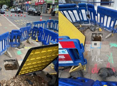 A small hole on Upper Richmond Road shutting down the pavement